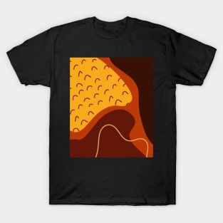 Orange And Black  Sguiggle  Boho Abstract Shapes  Pattern T-Shirt